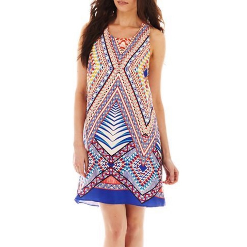 Bisou Bisou Aztec Tribal Print Halter Dress 16